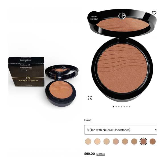 Giorgio Armani Luminous Silk Glow Fusion Setting Powder - Shade 8 Tan. MSRP $69! - Picture 2 of 12